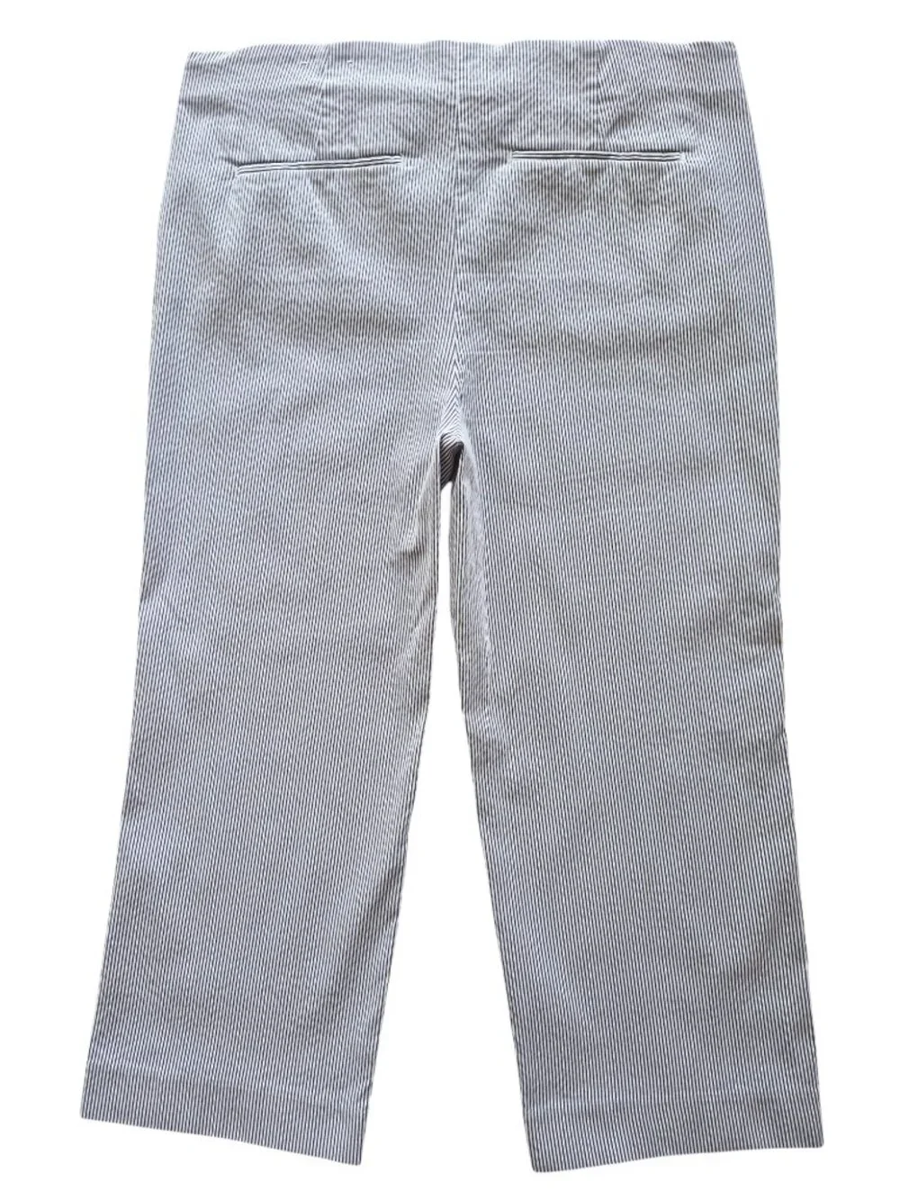 Chico's Seersucker Cropped Pants Striped Pull On Elastic Waist Size 16 or XL